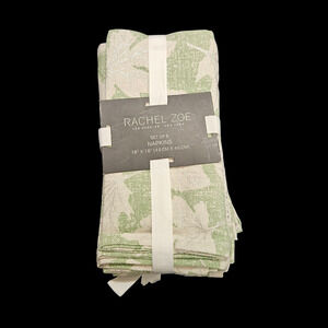 Rachel Zoe Set of 8 Napkins Green White Floral 18"x18" New